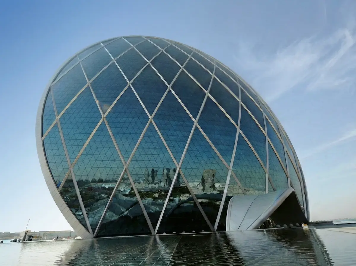 Aldar Headquarters circular glass building at Al Raha Beach, Abu Dhabi.