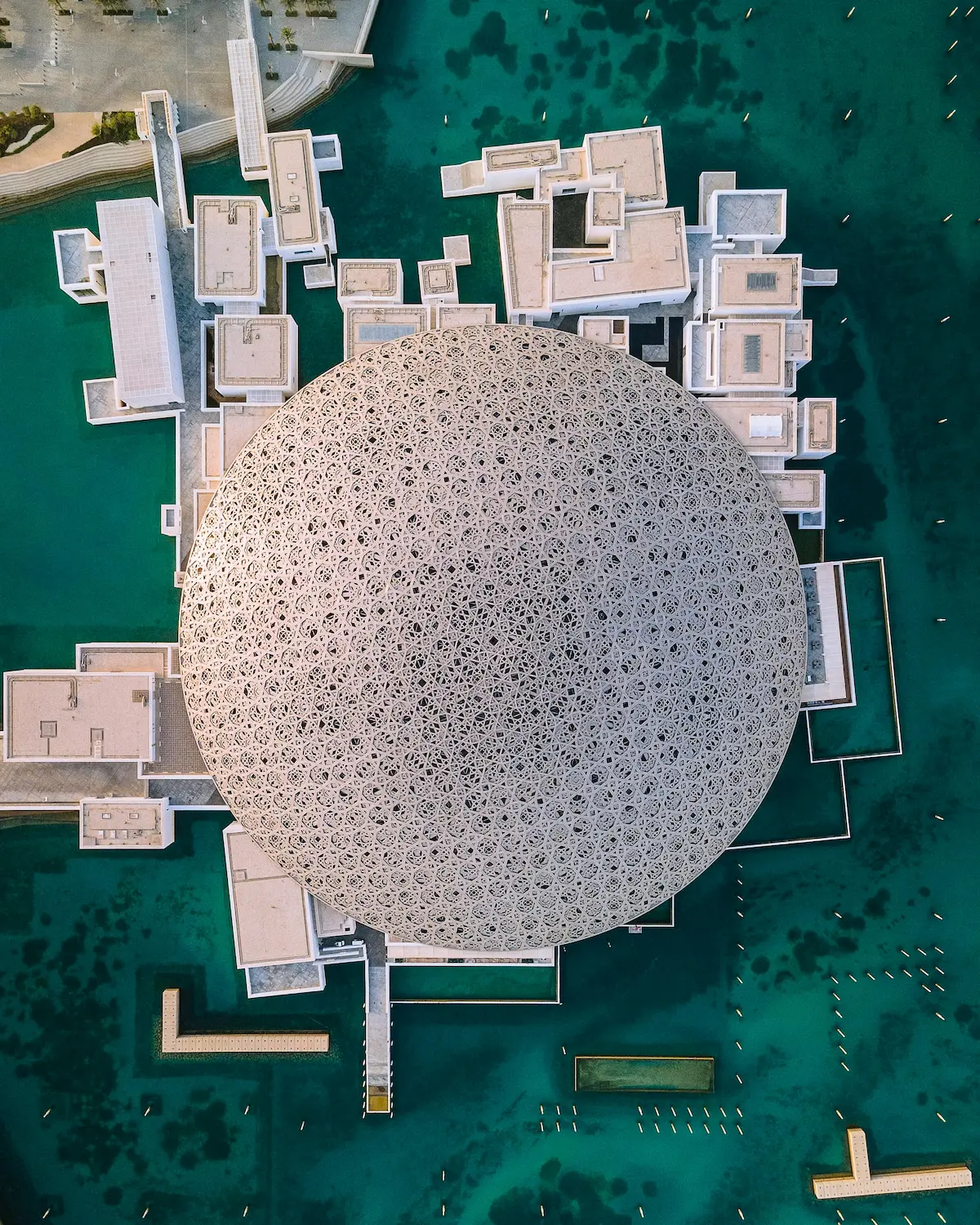 Aerial view of Louvre Abu Dhabi on Saadiyat Island